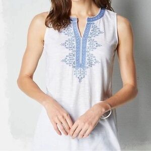 J Jill Embroidered Sleeveless Tunic Size M